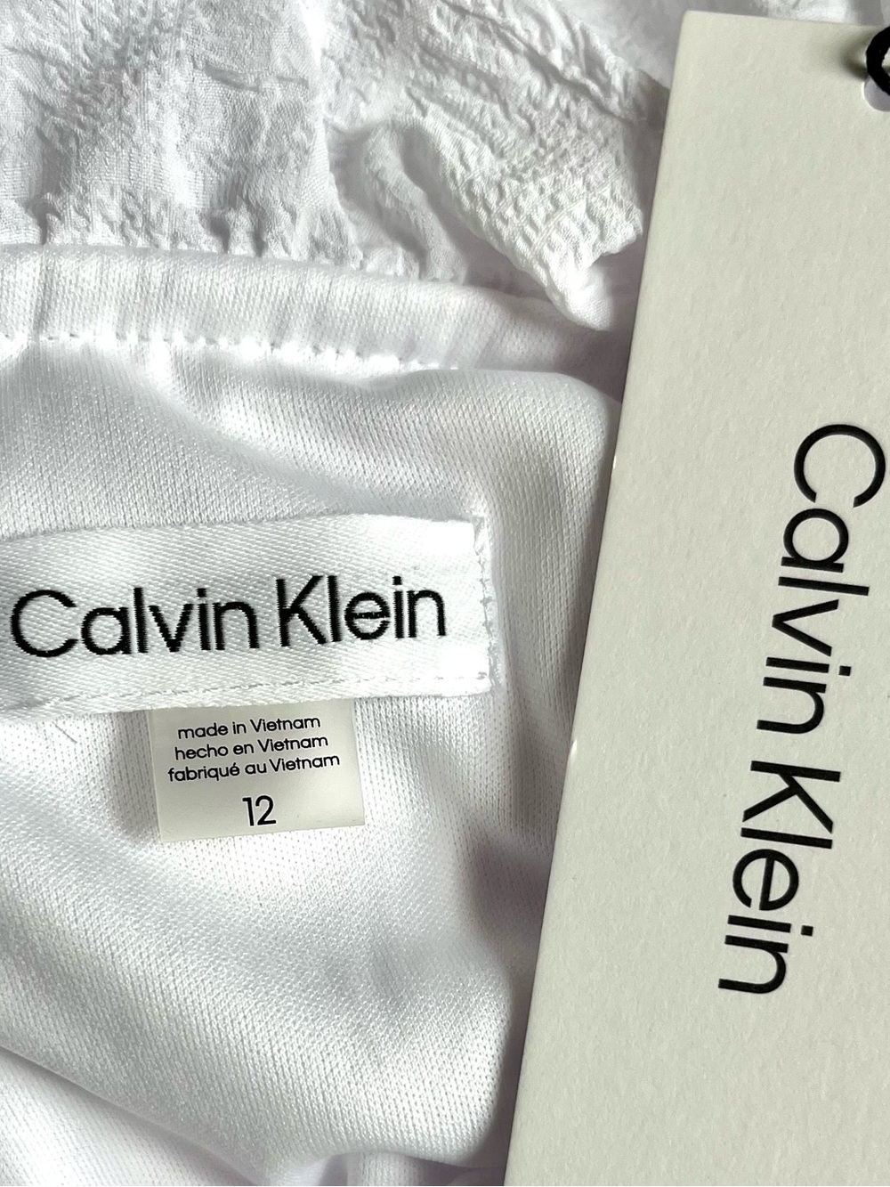 Calvin Klein White Tiered Tie Split V-Neck Midi Dress with Tie Waist - Picture 7 of 9